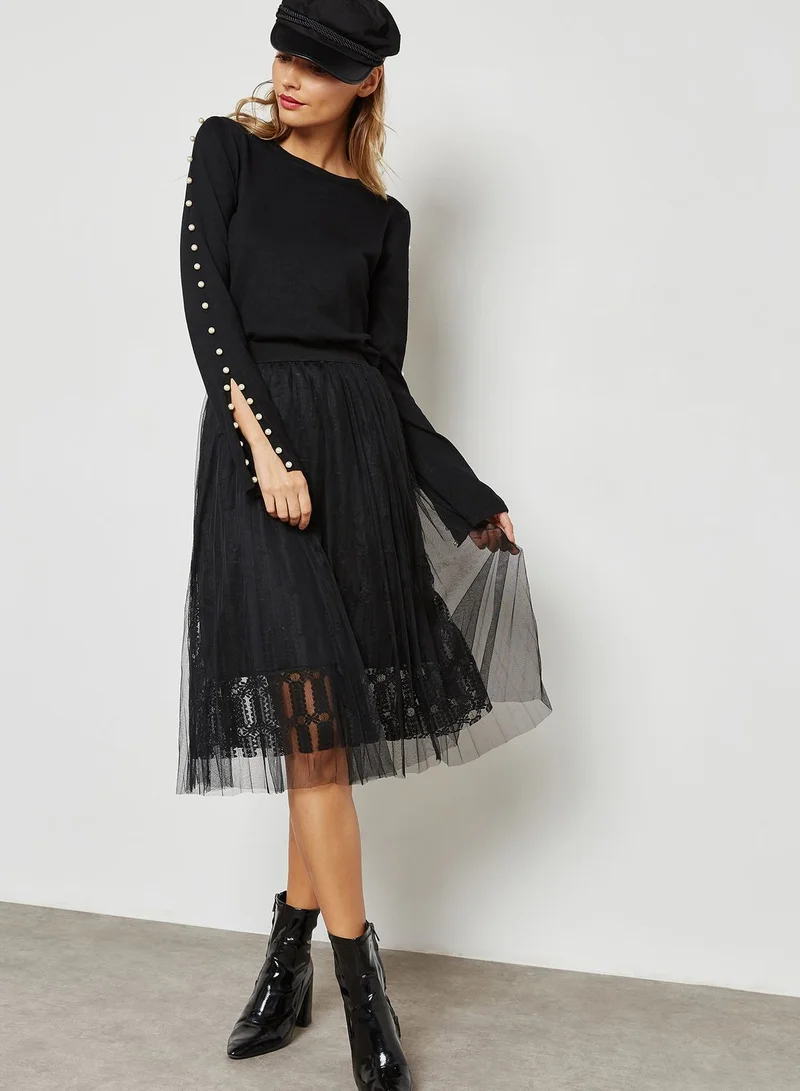 ELLA Pleated Textured Skirt