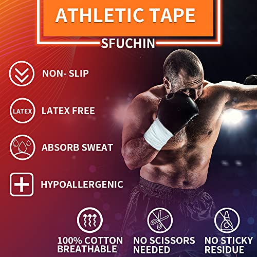 Sfuchin 15 90 Feets Athletic Tape Sport Tape Medical Tape Ankle Tape Strong Easy Tear NO Sticky Residue for Wrist Arms Legs Baseball Soccer Football Golf Climbing Boxing Hockey Stick Bat - Image 5