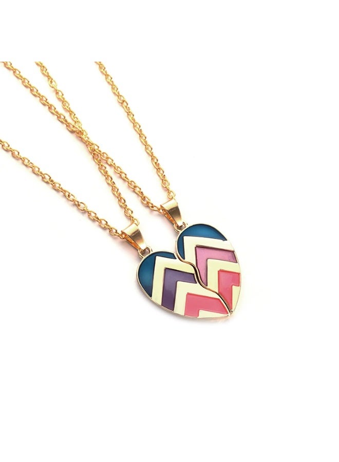 Goolsky Best Friend Heart Pendant Necklace Set – Friendship Matching Lock Necklace, Heart Split Design Adjustable Chains, "Best Friends" Inscription, Girls Daily Wear Matching Gift - Image 1