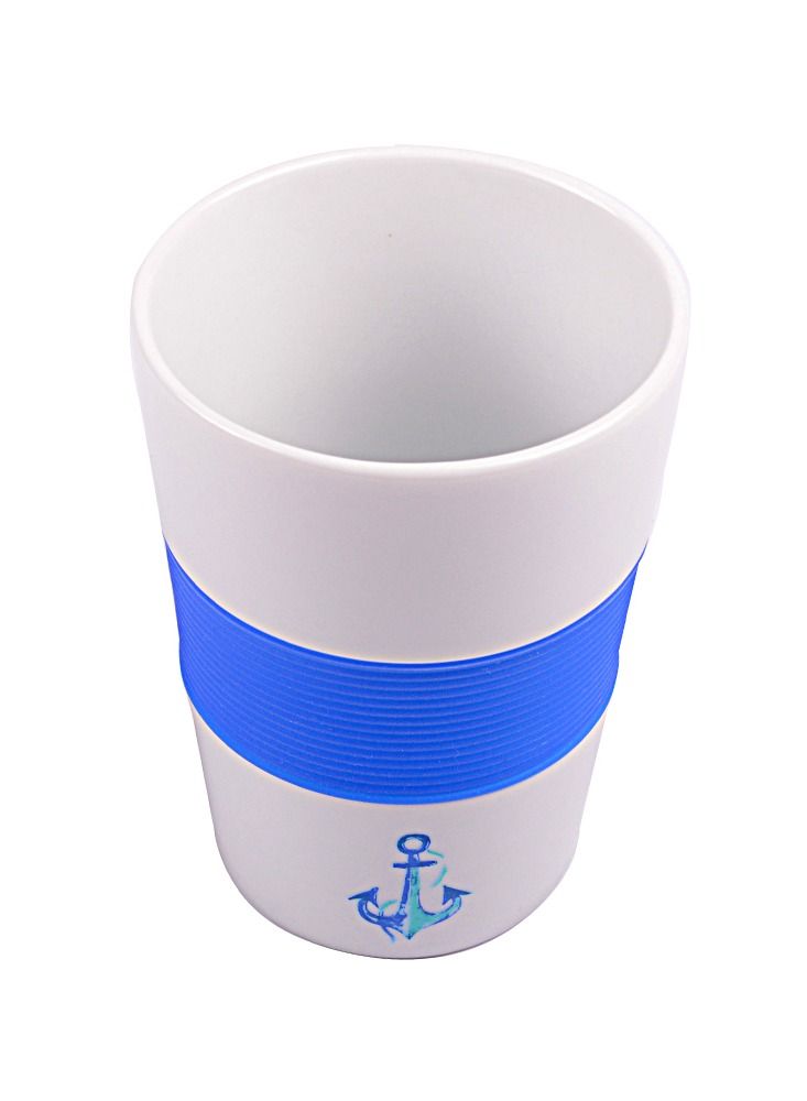 Anemoss Anchor Design Ceramic Coffee Mug, Blue White Coffee Cup - Image 2