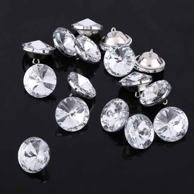 Haofy 50PCS Rhinestone Crystal Buttons Glass Sewing Craft 25mm 1in Clear Sparkling for Sofa Wooden Furniture DIY Upholstery Decoration (25mm) - Image 2