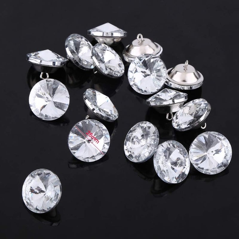 Haofy 50PCS Rhinestone Crystal Buttons Glass Sewing Craft 25mm 1in Clear Sparkling for Sofa Wooden Furniture DIY Upholstery Decoration (25mm) - Image 1