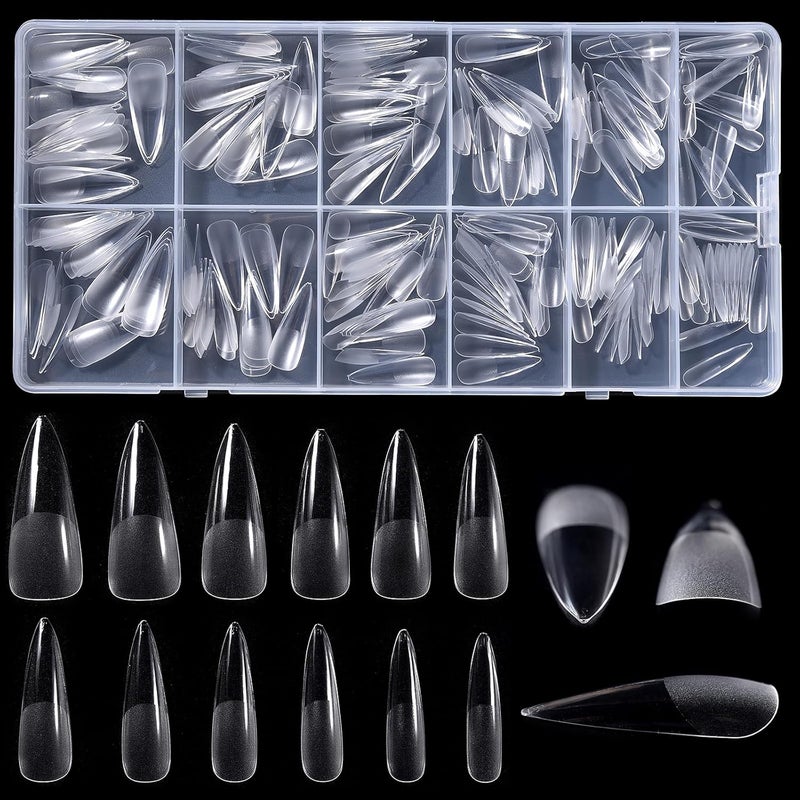 KADS 240PCS Short Nail Tips for Acrylic Nails Clear False Artificial Tips Square Long Stiletto for Manicure with Box