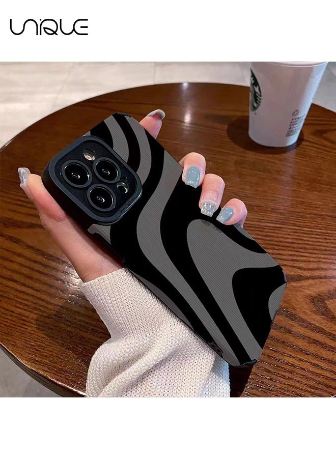 Unique Compatible with iPhone 15 Pro Case with Fashion Simple Cute Zebra Stripes Pattern Case for Women Girls Soft Silicone Protection Case for iPhone 15 Pro-Gray - Image 5