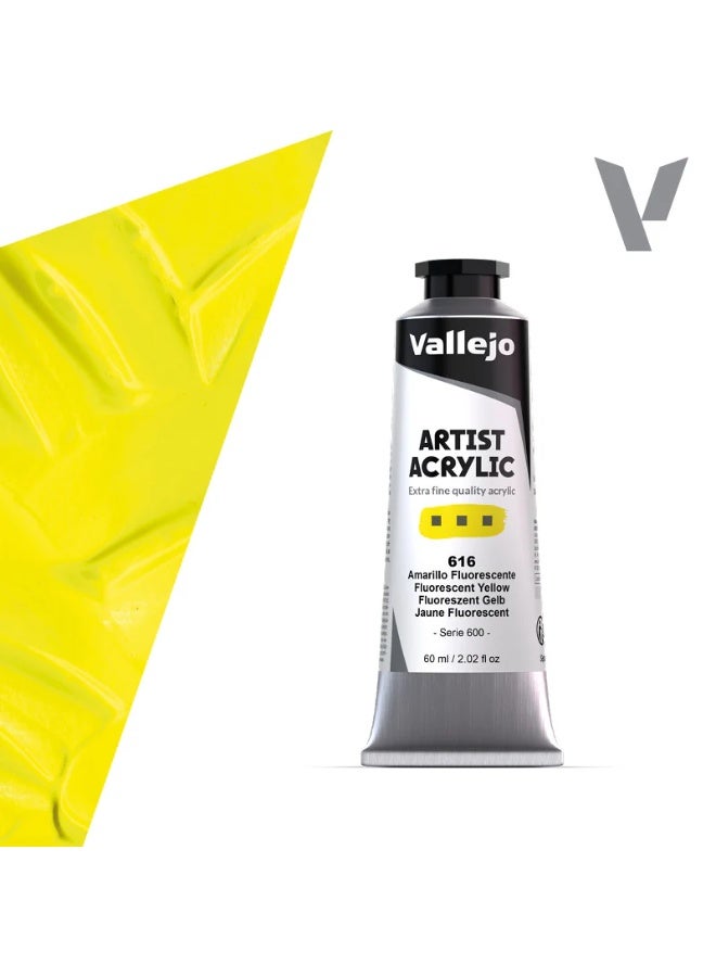 فاليجو ألوان أكريليك فنية - أصفر فلورسنت، لون أكريليك عالي التركيز، 60 مل
