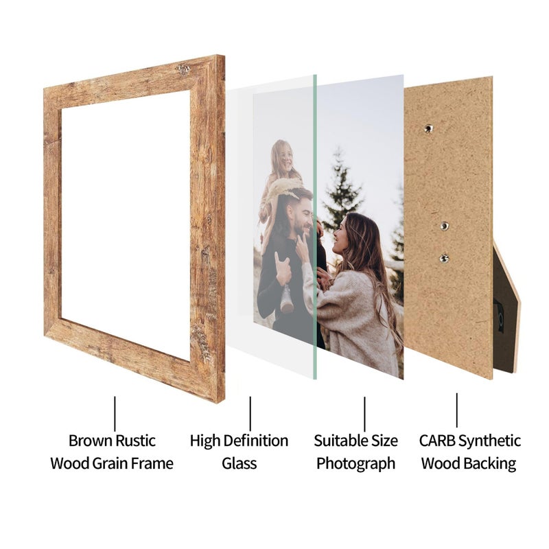 iRahmen 4 Pack 8x10 Picture Frame Set with High Definition Glass Photo Frame for Desktop Display and Wall Mounting(Brown+Smoke Grey+Black+White). - Image 3