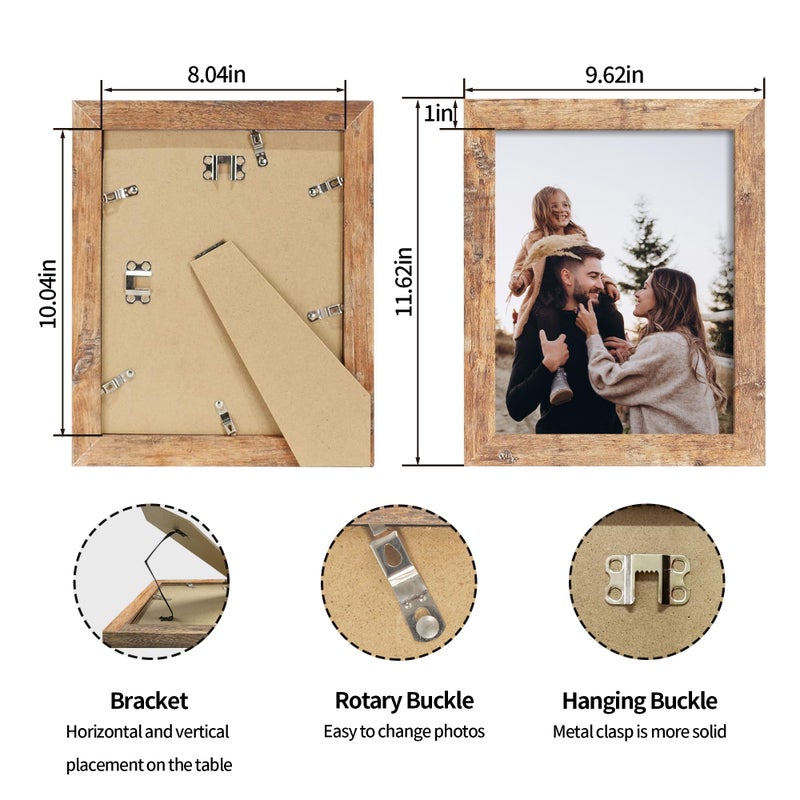 iRahmen 4 Pack 8x10 Picture Frame Set with High Definition Glass Photo Frame for Desktop Display and Wall Mounting(Brown+Smoke Grey+Black+White). - Image 2