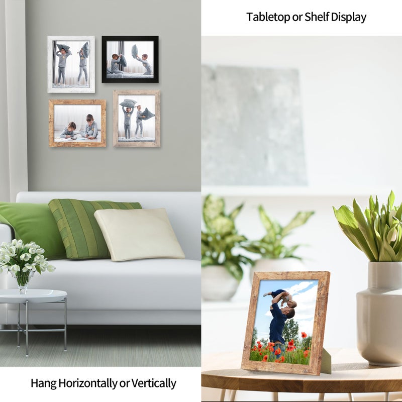 iRahmen 4 Pack 8x10 Picture Frame Set with High Definition Glass Photo Frame for Desktop Display and Wall Mounting(Brown+Smoke Grey+Black+White). - Image 5