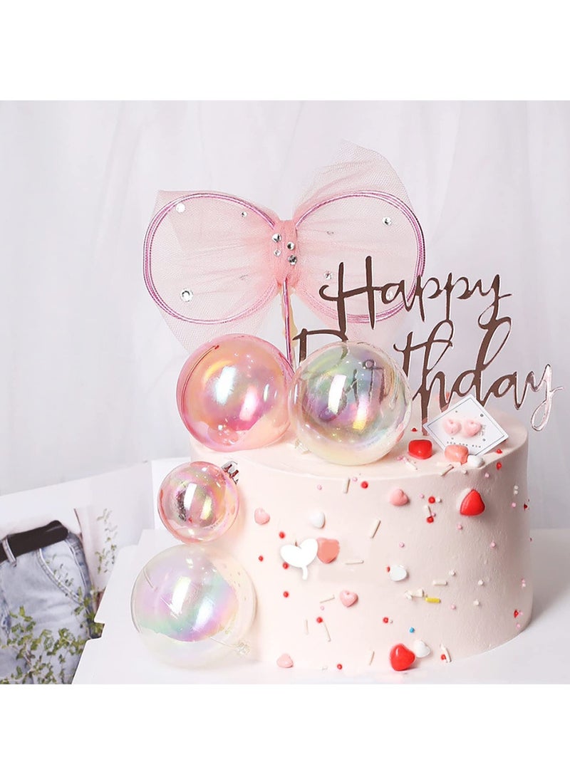 Zikra 60 PCS Mini Bubble Ball Cake Toppers - Clear, White, and Pink Pearl Insert Decorations for Cupcakes, DIY Wedding, Anniversary, Graduation, Birthday, and Baby Shower Parties. - Image 2