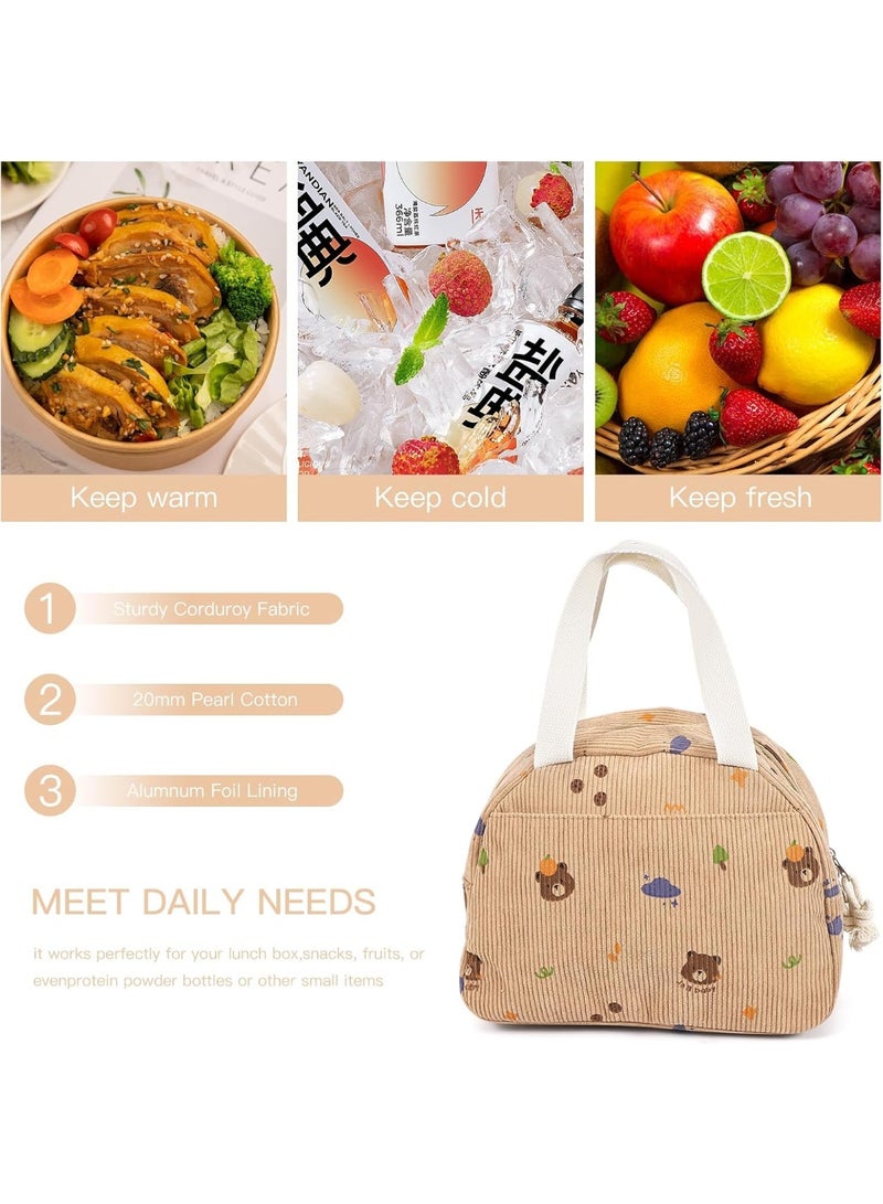 SYOSI Insulated Lunch Bag for Women, Durable Lunch Box Carrier, Large Capacity Cooler Tote with Thermal Insulation, for Work, School, Picnics, Camping Trips, and Outdoor Activities (Bear Brown) - Image 4