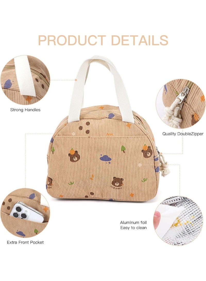 SYOSI Insulated Lunch Bag for Women, Durable Lunch Box Carrier, Large Capacity Cooler Tote with Thermal Insulation, for Work, School, Picnics, Camping Trips, and Outdoor Activities (Bear Brown) - Image 3