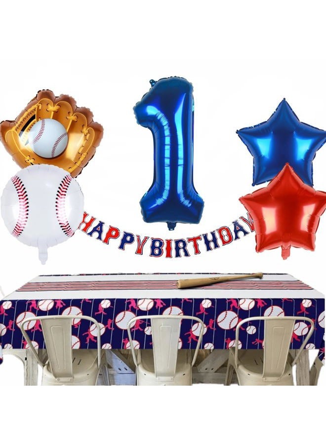 Kwuz Baseball Balloons 1st Birthday Decorations for Boy | Rookie of the Year First Birthday Decoration Baseball Sports Theme Party Supplies Foil Mylar Navy Blue Red White Sports Balloon Arch Kits - Image 3
