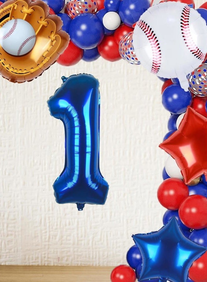 Kwuz Baseball Balloons 1st Birthday Decorations for Boy | Rookie of the Year First Birthday Decoration Baseball Sports Theme Party Supplies Foil Mylar Navy Blue Red White Sports Balloon Arch Kits - Image 2