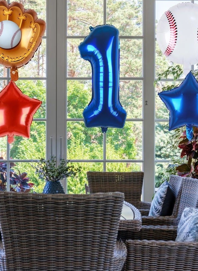 Kwuz Baseball Balloons 1st Birthday Decorations for Boy | Rookie of the Year First Birthday Decoration Baseball Sports Theme Party Supplies Foil Mylar Navy Blue Red White Sports Balloon Arch Kits - Image 4
