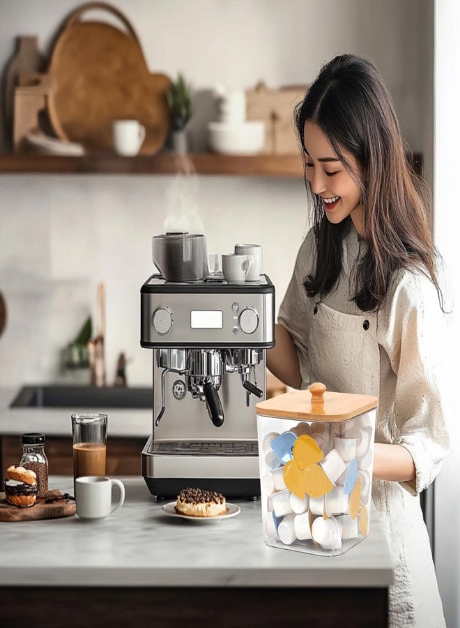 ZECENN منظم كبسولات القهوة ZECENN K Cup، حامل كبسولات قهوة شفاف، صندوق تخزين لكريمة القهوة Coffee mate، حاويات تخزين كبيرة السعة مع أغطية، تنظيم وتخزين ركن القهوة (عبوة من 3 قطع) - Image 2