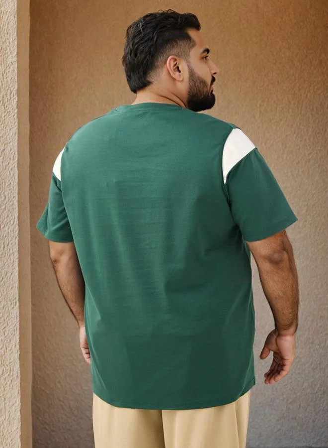 Maxim  Plus Size Crew Neck Cut and Sew T-shirt for Men | Best Price UAE