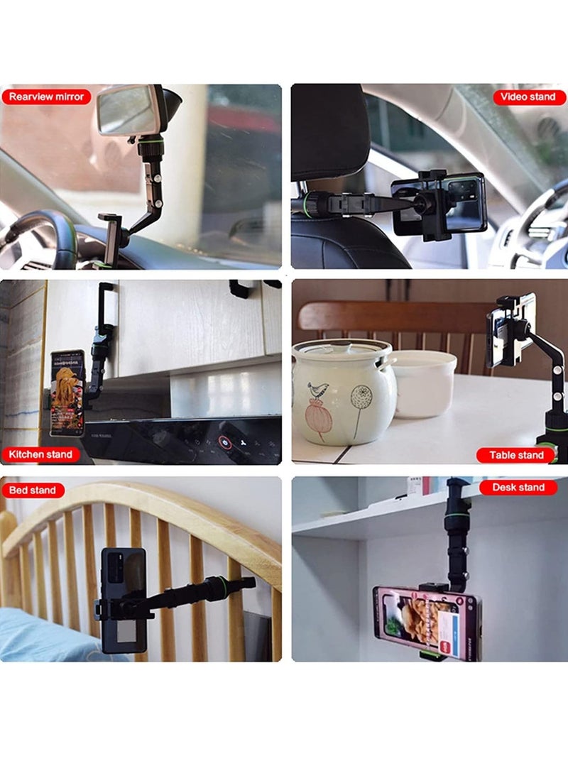 ELTRAZONE Multifunctional Rearview Mirror Phone Holder with 360° Rotation and 3-in-1 Charging Cable  - Image 4