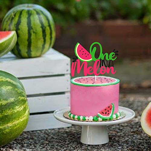 PANHUI One in a Melon Cake Topper Glitter Watermelon cake Topper Watermelon Themed Kids Party Supplies Decorations for Baby Shower,1st Birthday Party Cake Decor Girl’s Birthday - Image 5