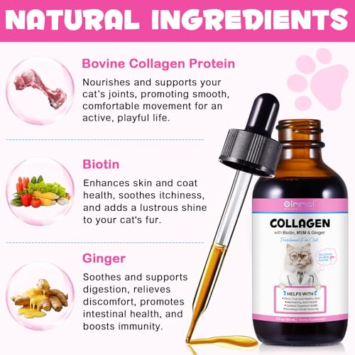 VOSIFSDIY Collagen for Cats, Cat Collagen Liquid Drops for Cats with Biotin, MSM & Ginger Digestive & Immunity Support, Itch Relief, Skin & Coat and Joint Health, Cat Supplement 60ml ﻿ - Image 2