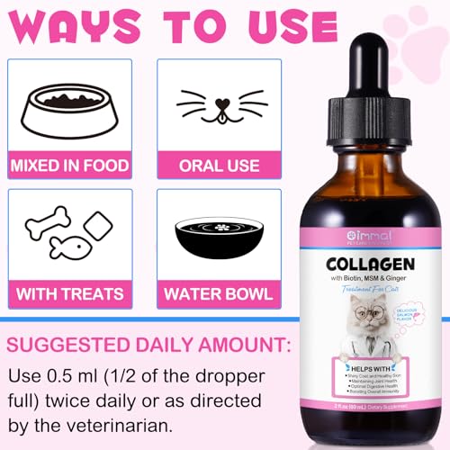 VOSIFSDIY Collagen for Cats, Cat Collagen Liquid Drops for Cats with Biotin, MSM & Ginger Digestive & Immunity Support, Itch Relief, Skin & Coat and Joint Health, Cat Supplement 60ml ﻿ - Image 5