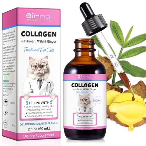 VOSIFSDIY Collagen for Cats, Cat Collagen Liquid Drops for Cats with Biotin, MSM & Ginger Digestive & Immunity Support, Itch Relief, Skin & Coat and Joint Health, Cat Supplement 60ml ﻿ - Image 1
