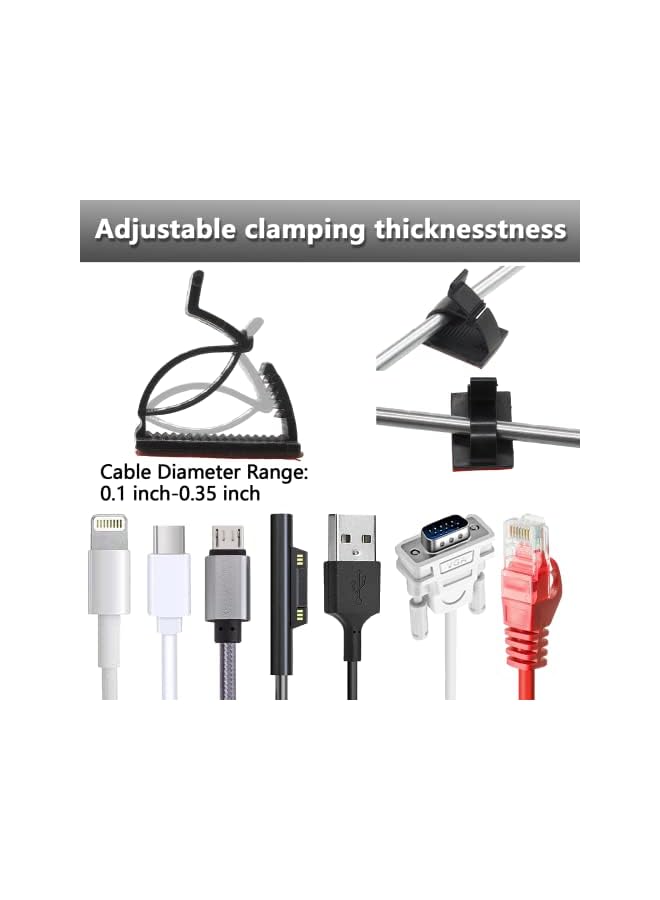 Green Tiger 50 Pieces Plastic Cord Adhesive Storagefor Cable Clips, Cable Organizer for Cord Cable Clamp Management - Image 3