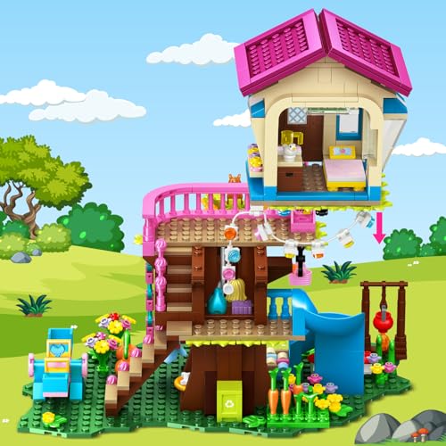 HOGOKIDS Tree House Building Set with LED Light - 622pcs Treehouse Building Blocks Toys, Forest Up House Toys with Slide, Birthday Easter Gifts for Kids Girls Boys Age 8 9 10 11 12+ - Image 5