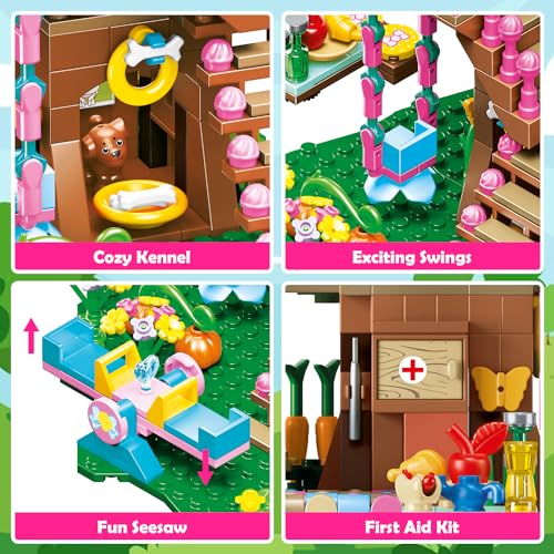 HOGOKIDS Tree House Building Set with LED Light - 622pcs Treehouse Building Blocks Toys, Forest Up House Toys with Slide, Birthday Easter Gifts for Kids Girls Boys Age 8 9 10 11 12+ - Image 4