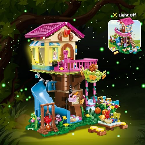 HOGOKIDS Tree House Building Set with LED Light - 622pcs Treehouse Building Blocks Toys, Forest Up House Toys with Slide, Birthday Easter Gifts for Kids Girls Boys Age 8 9 10 11 12+ - Image 2