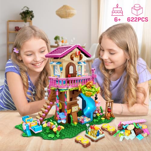 HOGOKIDS Tree House Building Set with LED Light - 622pcs Treehouse Building Blocks Toys, Forest Up House Toys with Slide, Birthday Easter Gifts for Kids Girls Boys Age 8 9 10 11 12+ - Image 3
