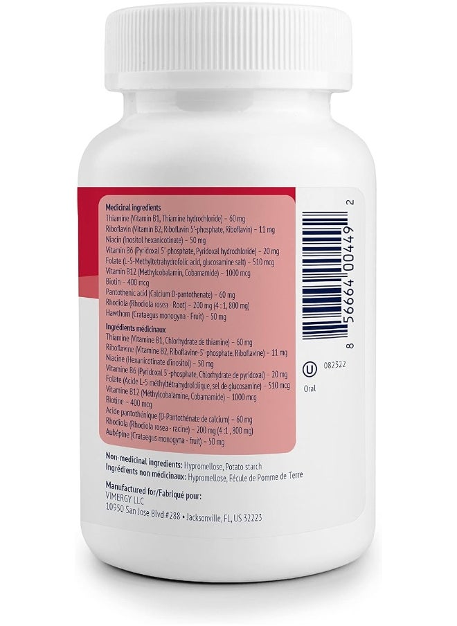 Vimergy - Vimergy Adapto B Complex, 120 Servings - High Potency with 8 B Vitamins, Rhodiola & Hawthorn Berry - Supports Mental Energy, Cognition, Mood - Non-GMO, Kosher, Vegan, Paleo, No Gluten, No Soy - Image 1