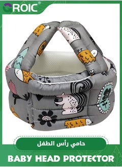GROIC واقي رأس الطفل، خوذة الطفل للمشي الزحف، خوذة الرضع ومنصات ركبة الطفل 3 أزواج، وسادة رأس آمنة بدون صدمات، غطاء حماية قابل للتعديل  - Image 3