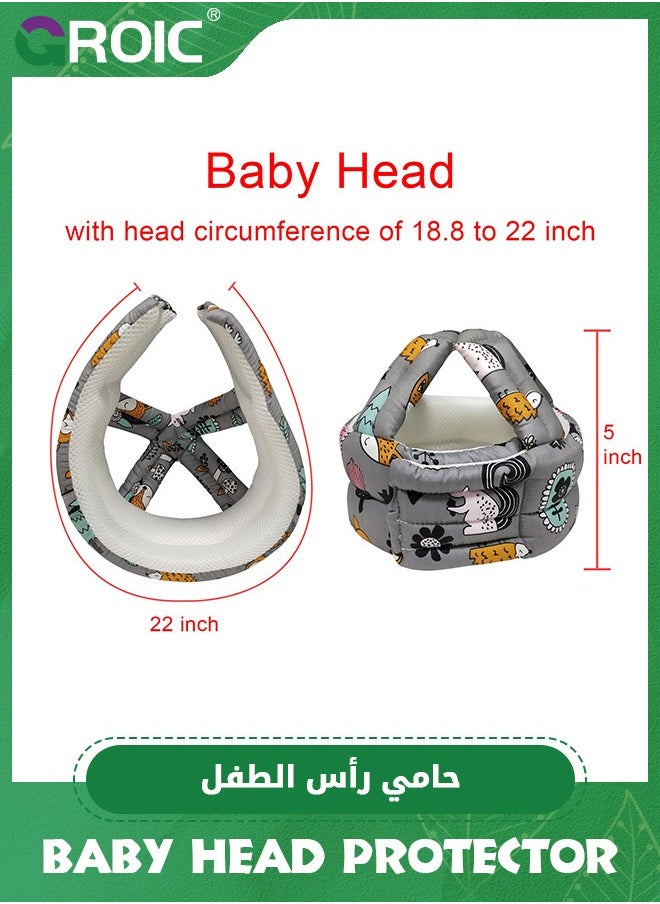 GROIC Baby Head Protector Baby Helmet for Crawling Walking,Infant Helmet & Baby Knee Pads 3 Pairs, No Bump Safety Head Cushion Bumper Bonnet Adjustable Protective Cap  - Image 2