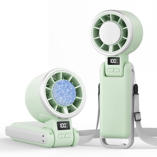 TriPole Portable Handheld Turbo Fan with Ice Cooling 5 Speed Battery Rechargeable Foldable 3 in 1 Mini Fan Neck Desk Fan Quiet Personal Fans for Outdoor Travel Camping Hiking Working - Image 1