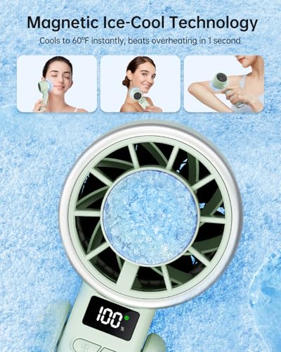 TriPole Portable Handheld Turbo Fan with Ice Cooling 5 Speed Battery Rechargeable Foldable 3 in 1 Mini Fan Neck Desk Fan Quiet Personal Fans for Outdoor Travel Camping Hiking Working - Image 3