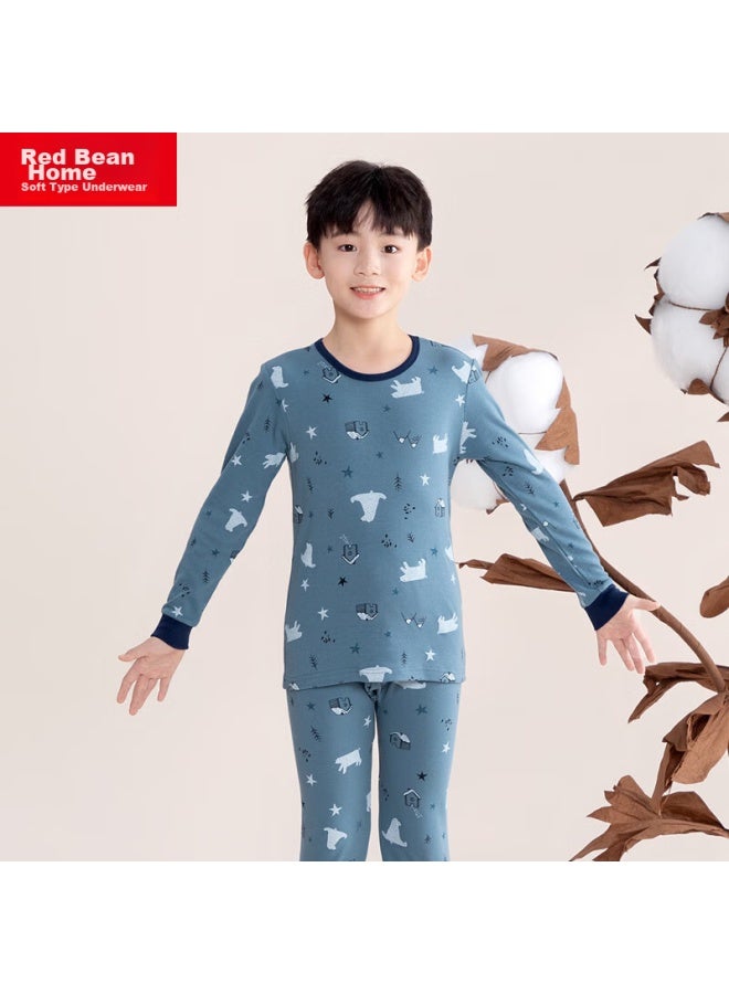 HOdo Home Hodohome Children's Autumn Underwear Set, Boys' Class A Pure Cotton All-over Print Low Round Neck Thermal Underwear For Boys And Toddlers, Sizes 121 And 130 - Image 4
