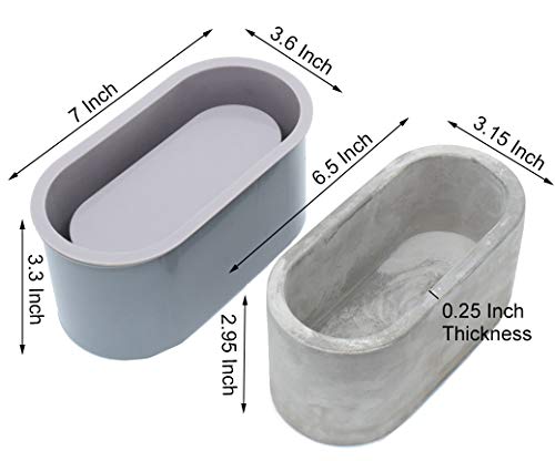catin Silicone Planter Mold for Cement Oval Concrete Mold and Form for Flower Pot Candle Vessel DIY - Image 2