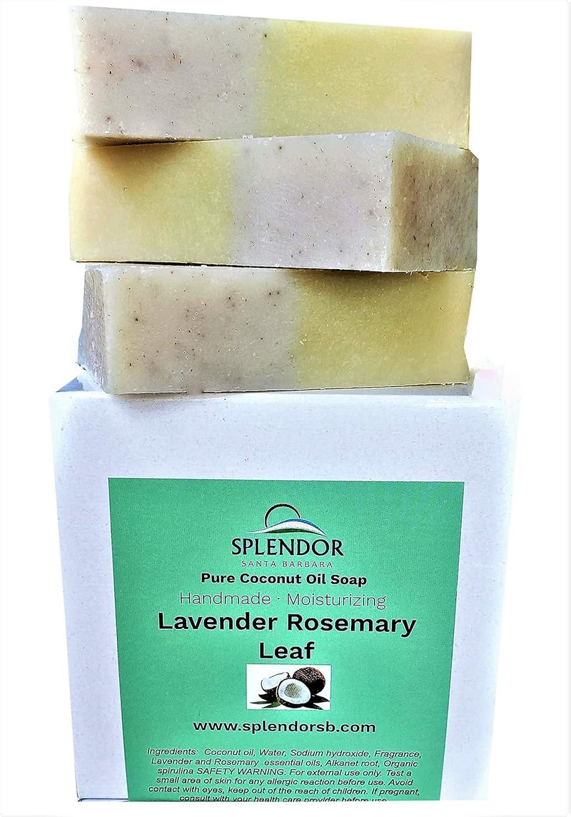 Splendor Lavender Rosemary Bar Soap  Handmade Vegan Natural Cold Process Soap Infused with Lavender and Rosemary Essential Oils