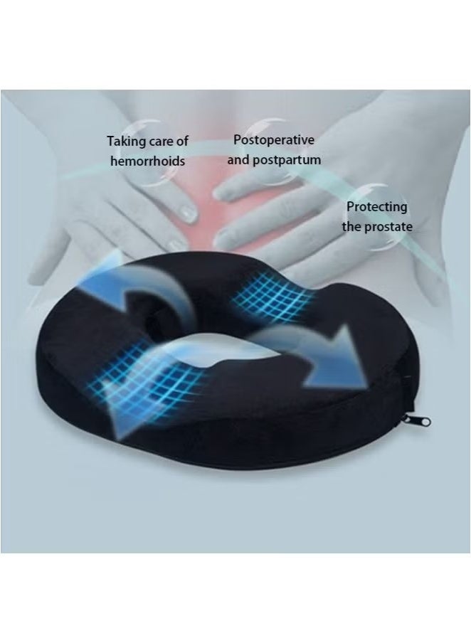 OMEVE Orthopedic Donut Pillow, Hemorrhoid Tailbone Pad, Sacral Chair Pillow, Relieving Postpartum Sciatic Nerve Problems During Pregnancy Pain (Velvet Black) - Image 4
