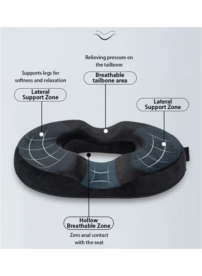 OMEVE Orthopedic Donut Pillow, Hemorrhoid Tailbone Pad, Sacral Chair Pillow, Relieving Postpartum Sciatic Nerve Problems During Pregnancy Pain (Velvet Black) - Image 5
