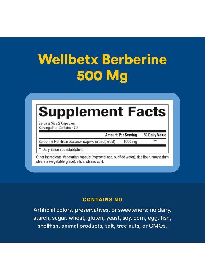WellBetX Berberine Dietary Supplement Capsules 120'S
