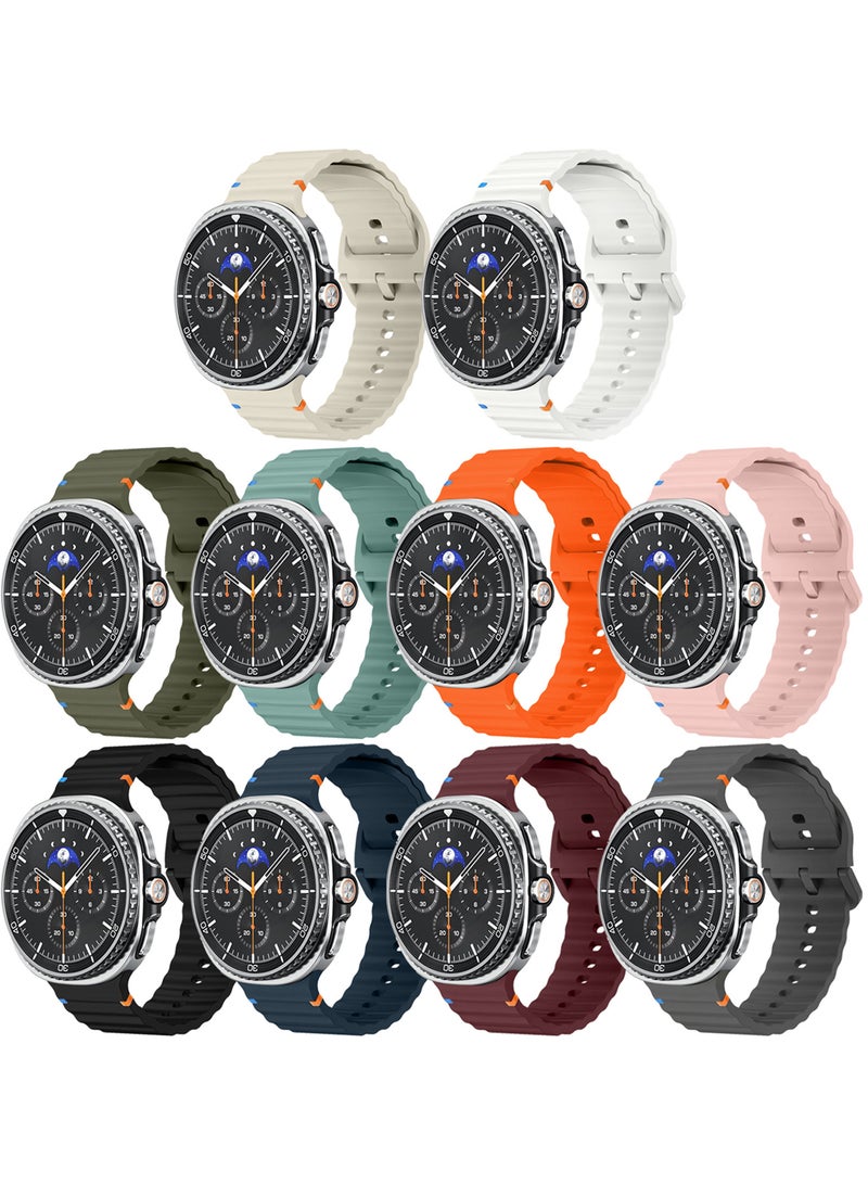 CATANES 10 Packs Silicone Ocean Band for Samsung Galaxy Watch 8 Classic 46mm and Watch 8 40mm 44mm - Sport Band Strap - Image 2