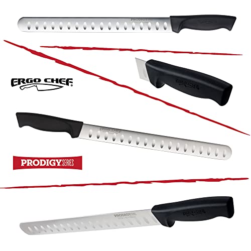 Ergo Chef سكين تقطيع اللحم الحادة 12 بوصة من إيرغو شيف برويديجي سيريس – شفرة من الفولاذ المقاوم للصدأ عالي الكربون، مقبض مريح غير قابل للانزلاق لتقطيع اللحم البقري، الديك الرومي، لحم الخنزير، والضلوع الممتازة. - Image 4