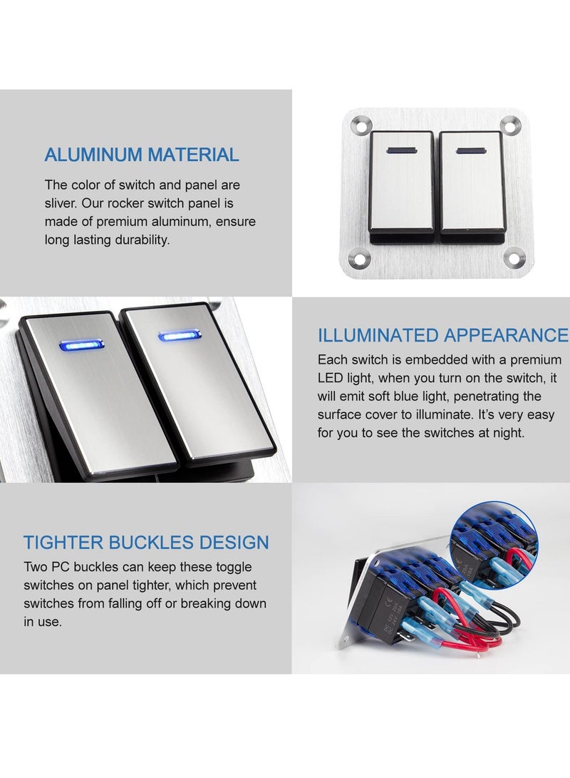 SYOSI Waterproof Toggle Switch Panel – 2 Gang Aluminum Toggle Switch Panel, 12V/24V Switch Panel, 3 Pin On-Off Car Switches, for Automotive Car Boat Truck Motorcycle Jeeps RV UTV - Image 3