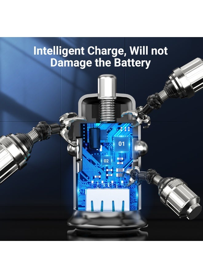 VENTION 25W Dual USB Car Charger (QC3.0+QC3.0) Gray Mini Style Aluminium Alloy Type Model # CC-85-H - Image 2