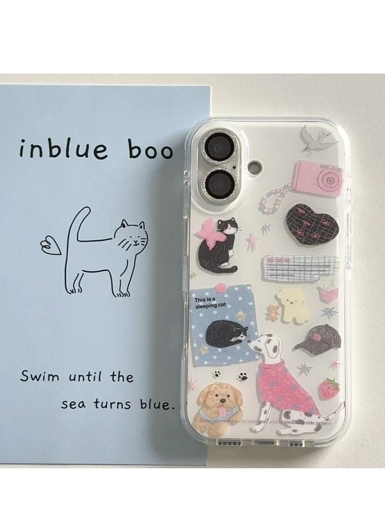 NIBEMINENT Creative Graffiti Cat And Dog Protective TPU Case Cover For iPhone 17 Pro