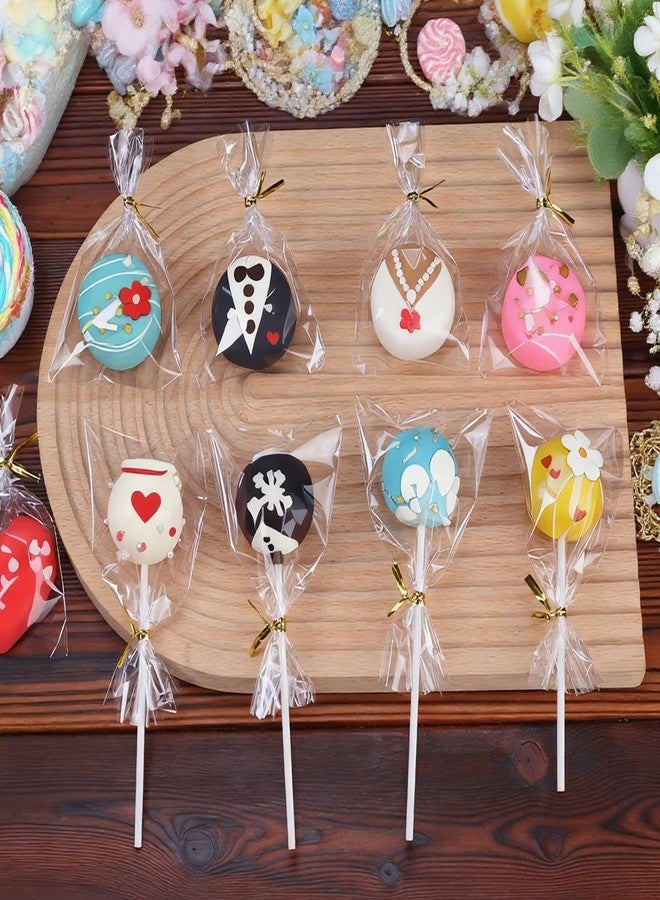 TEMLQPACK 3x5 Inch Cellophane Treat Bags 100 Pcs with 100 Twist Ties - OPP Plastic Bags for Oreo Lollipop, Candy, Chocolate, Cookie & Cake Pop Wrapping Buffet - Image 2