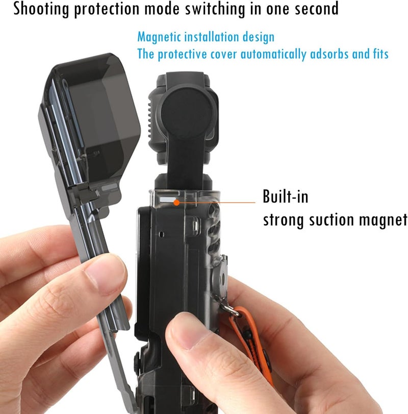 Xmipbs OSMO POCKET 3 Clear Protective Case AntiSlip Secure Finger Grip Strap Gimbal Guard Storage Shell for DJI Pocket 3 Gimbal Camera - Image 2
