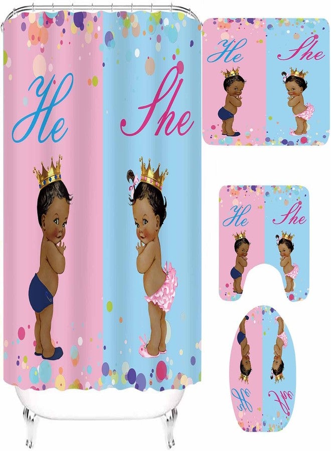 NTETSN 4 PCS African American Kids Shower Curtain Set 4 Pieces Children Baby Bathing Shower Curtains with Bath Rugs Non-Slip Soft Toilet Lid Cover for Bathroom Decor SETYYNT5 - Image 3