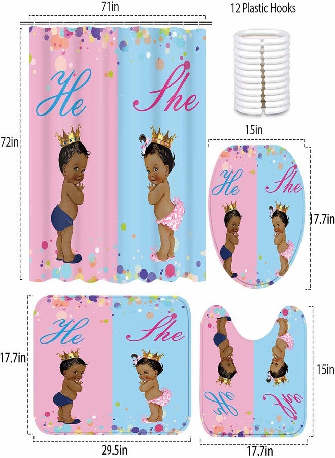 NTETSN 4 PCS African American Kids Shower Curtain Set 4 Pieces Children Baby Bathing Shower Curtains with Bath Rugs Non-Slip Soft Toilet Lid Cover for Bathroom Decor SETYYNT5 - Image 4